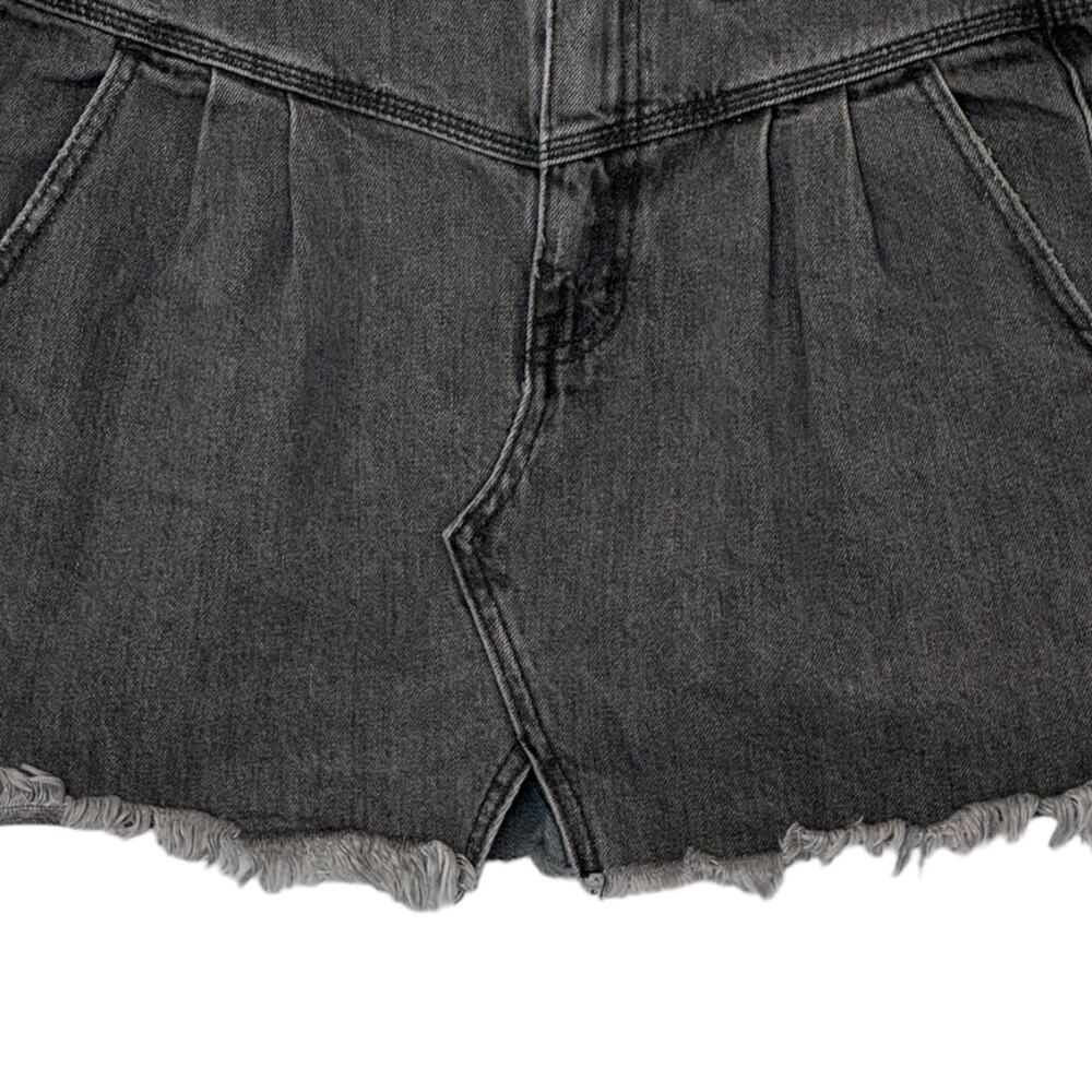 Free People We The Free Sidecar Distressed Black Denim Mini Skirt - Picture 4 of 11
